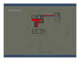 PROPOSAL
                                                                 C . S . NO 39   C . S . NO 38
                                                 C . S . NO 40
                             C . S . NO 41




                                                                                                 WIDE
             C . S . NO 35




                                                                                                 M
                                                                                                 9.0
                                                                                                 ROAD
                                             GYMKHANA ROAD 9.0 M WIDE




           ArchItectural conservatIon
 