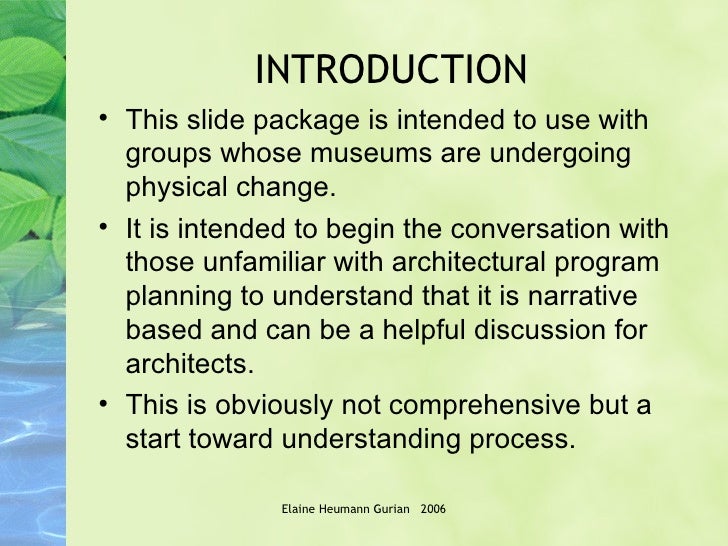 Museum Architectural Considerations
