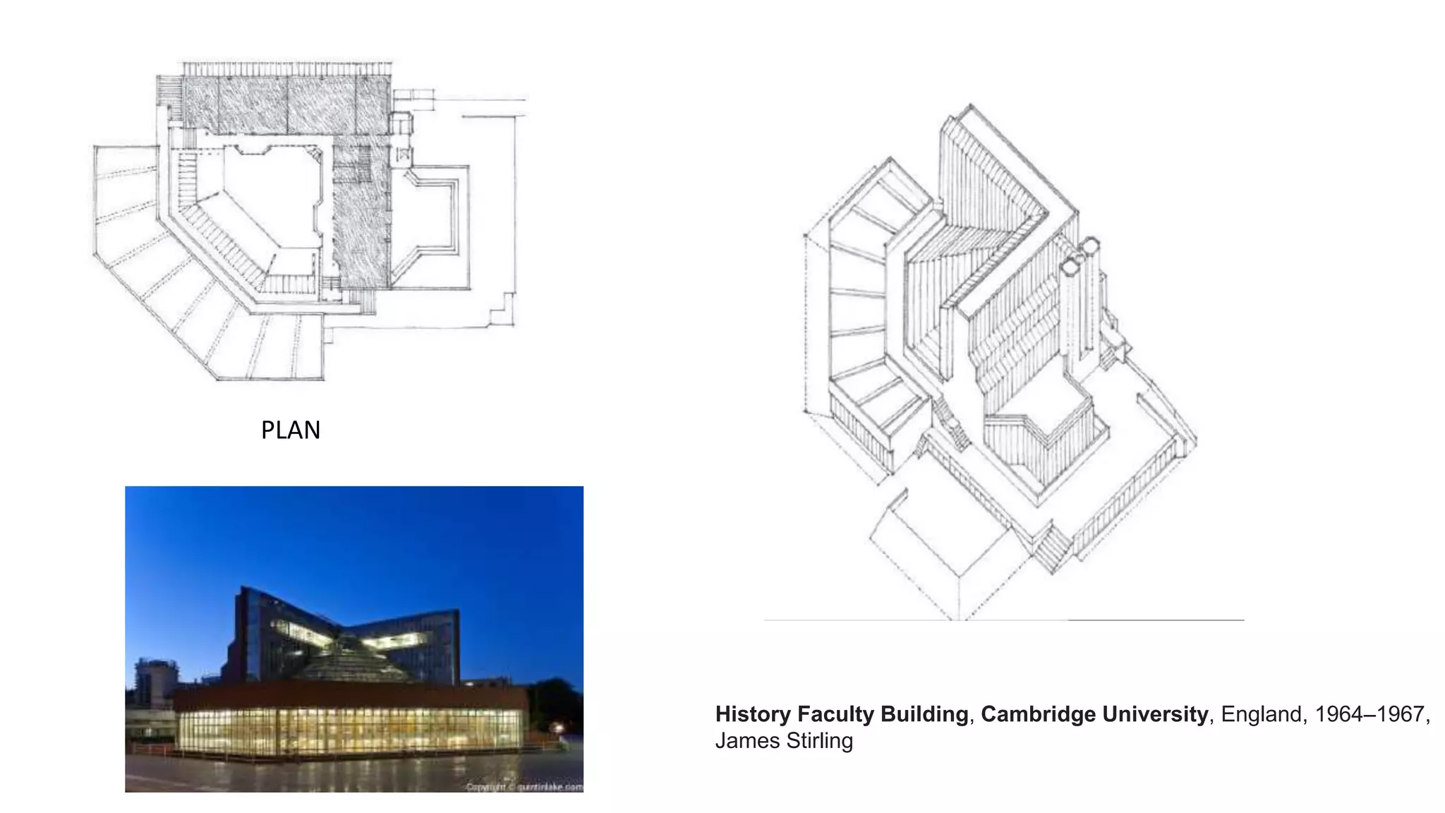 History Faculty Building, Cambridge University, England, 1964–1967,
James Stirling
PLAN
 