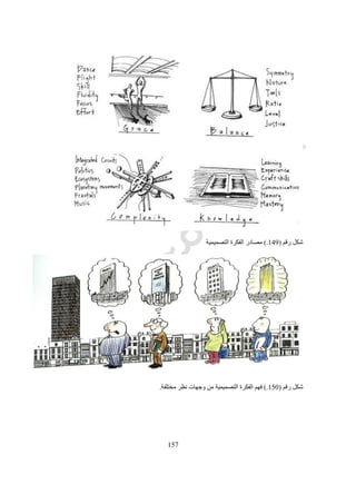 519
‫رقم‬ ‫شكل‬(155.)‫التصميم‬ ‫من‬ ‫الثالث‬ ‫المستوى‬:‫المختار‬ ‫الحل‬ ‫تطوير‬
‫يتم‬ ‫المتكررة‬ ‫التغييرات‬ ‫عمل‬ ‫فان‬ ‫متكررة‬ ‫اجزاء‬ ‫من‬ ‫الرسومات‬ ‫عمل‬ ‫يتم‬ ‫عندما‬‫بسهولة‬.‫الطريقة‬ ‫هذه‬ ‫ان‬ ‫النتيجة‬ ‫و‬
‫اليدوى‬ ‫الرسم‬ ‫عن‬ ‫المصمم‬ ‫تفكير‬ ‫لكيفية‬ ‫اقرب‬.‫المنتج‬ ‫الرسم‬ ‫فى‬ ‫نهائى‬ ‫ال‬ ‫تحكم‬ ‫هى‬ ‫ايضا‬ ‫النتيجة‬ ‫و‬.‫فى‬ ‫العمل‬ ‫من‬ ‫التمكن‬ ‫و‬
‫الوقت‬ ‫نفس‬ ‫فى‬ ‫التصميمية‬ ‫المستويات‬ ‫من‬ ‫عدد‬.‫لتقييم‬ ‫سريعة‬ ‫نتائج‬ ‫على‬ ‫الحصول‬ ‫فيمكن‬ ‫الكفاءة‬ ‫هذه‬ ‫استغالل‬ ‫تم‬ ‫ما‬ ‫اذا‬ ‫و‬
‫ال‬‫تصميم‬.
‫رقم‬ ‫شكل‬(156.)‫التصميم‬ ‫لتقييم‬ ‫االصلية‬ ‫الوحدة‬ ‫تغيير‬
 