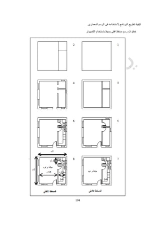 594
‫رقم‬ ‫شكل‬(178.)‫االساسية‬ ‫الحوائط‬ ‫باستخدام‬ ‫تشكيالت‬ ‫امثلة‬
‫كما‬ ‫القواعد‬ ‫من‬ ‫مجموعة‬ ‫تحديد‬ ‫يتم‬ ‫الفتحات‬ ‫مع‬ ‫للتعامل‬ ‫و‬‫رقم‬ ‫الشكل‬ ‫فى‬ ‫يظهر‬.)(‫القواعد‬ ‫تلك‬ ‫ان‬ ‫مالحظة‬ ‫المهم‬ ‫من‬ ‫و‬
‫معها‬ ‫للتعامل‬ ‫شبكية‬ ‫لوجود‬ ‫تحتاج‬ ‫ال‬ ‫هى‬ ‫و‬ ‫الخارج‬ ‫و‬ ‫الداخل‬ ‫من‬ ‫تطبق‬.
 