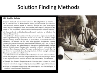 57
Solution Finding Methods
 