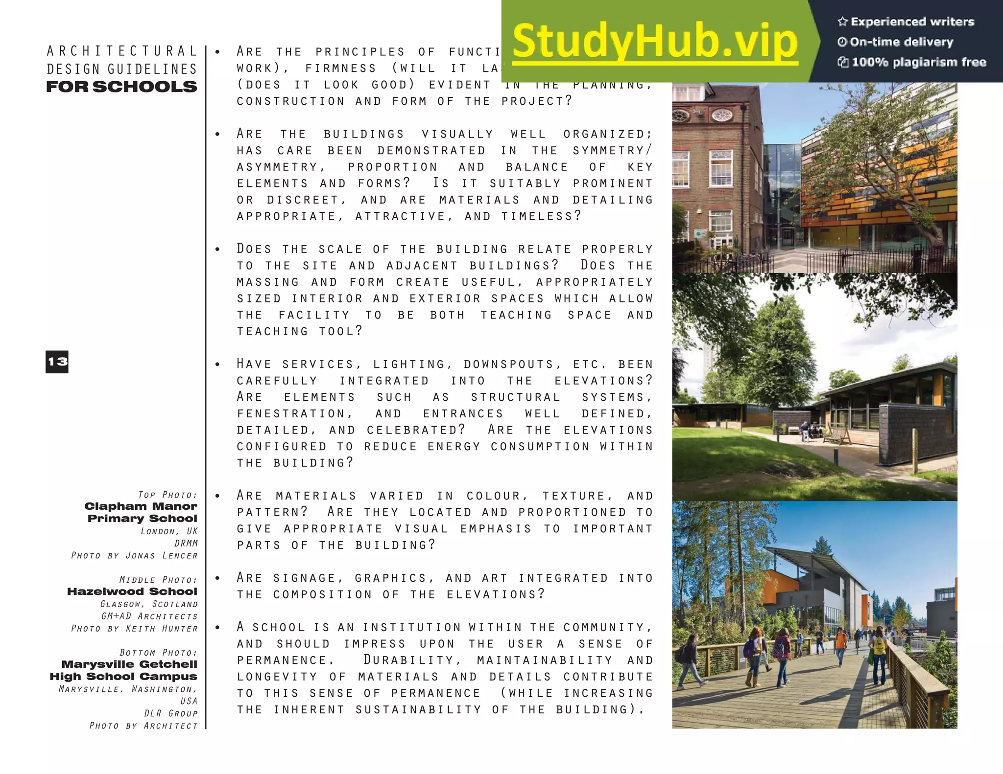 ARCHITECTURAL DESIGN GUIDELINES FOR SCHOOLS TECHNICAL SERVICES BRANCH ...