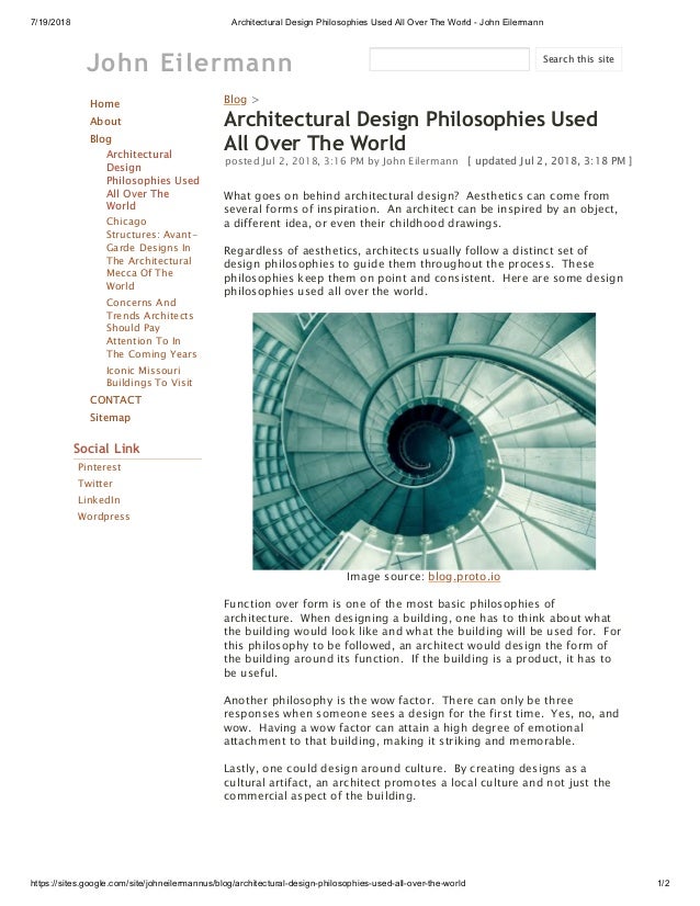 Architectural design philosophies used all over the world john eile…