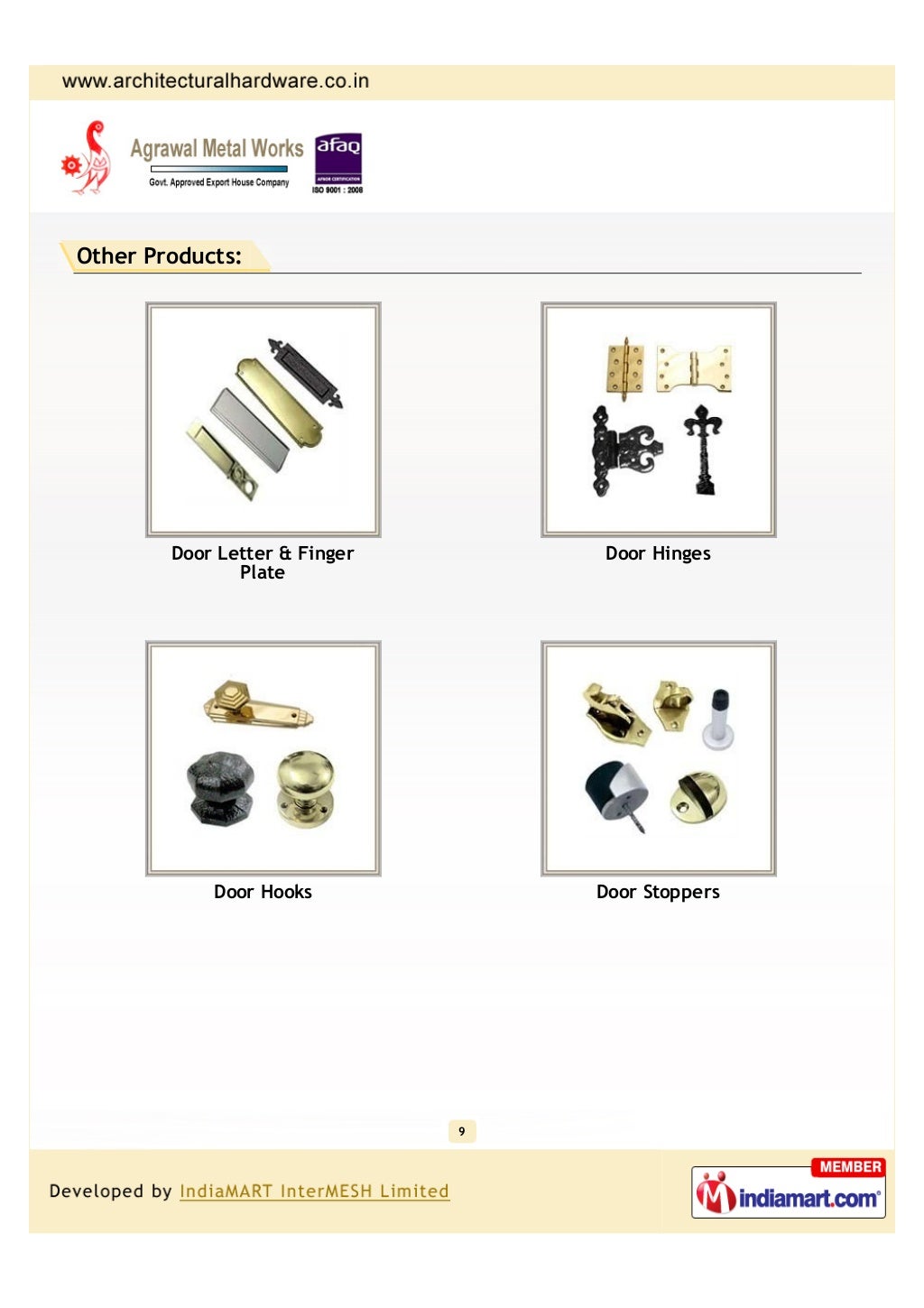 Agrawal Metal Works, Aligarh, Architectural Hardwares