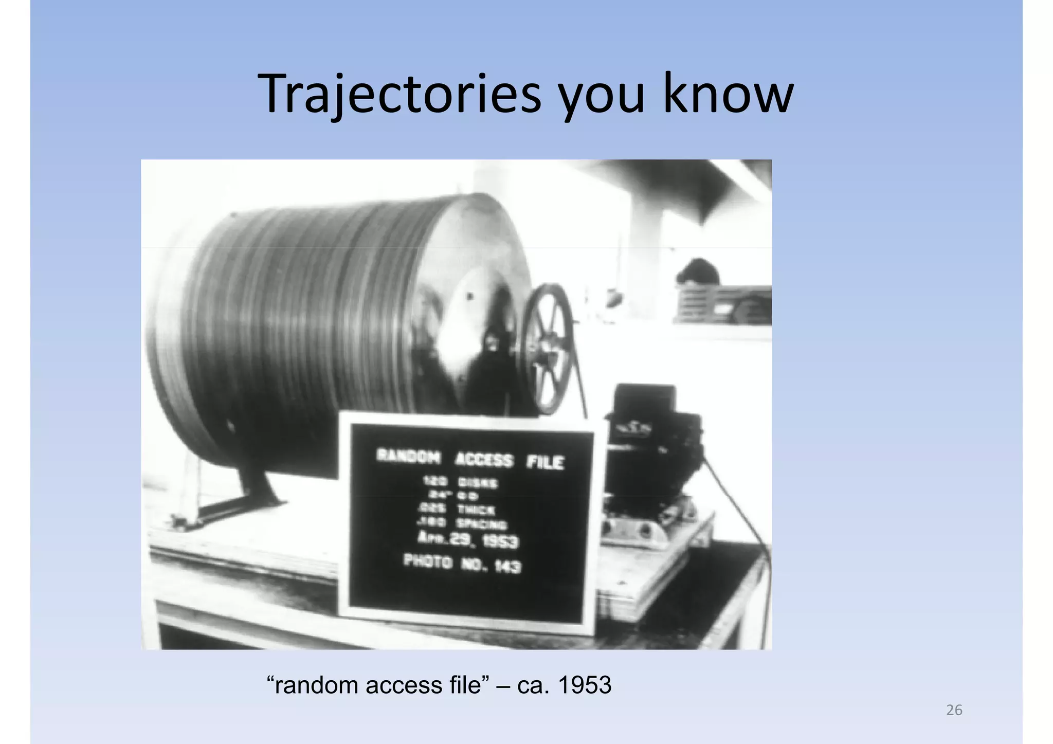 Trajectories you know




“random access file” – ca. 1953
                                  26
 