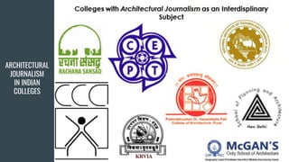 ARCHITECTURAL
JOURNALISM
IN INDIAN
COLLEGES
 
