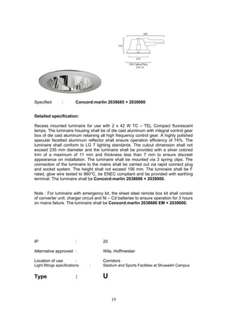 Architectural light fittings specifications | DOC