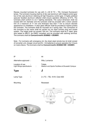 Architectural light fittings specifications | DOC