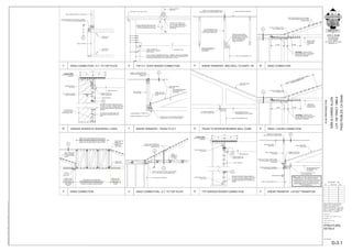 18" MIN
AXIAL LOADED
TRUSS IN LINE
W/ BUILDING
JOG
CS14 STRAP AT TRUSS TO TOP
PLATE CONNECTION. STRAP SHALL
EXTEND ONTO BOTH TOP PLATE
AND TRUSS 18" MINIMUM.
I
D-2.1
18" MIN
ROOF SHEATHING PER PLAN W/ 8d @ 6"
O/C ALONG ENTIRE LENGTH OF AXIAL
LOADED TRUSS
H1 CLIP AT TRUSS TO TOP
PLATE CONNECTION
18" MIN
TRUSS PER
PLAN IN LINE W/
BUILDING JOG
CS16 STRAP AT TRUSS TO TOP
PLATE CONNECTION. STRAP SHALL
EXTEND ONTO BOTH TOP PLATE
AND TRUSS 18" MINIMUM.
I
D-2.1
18" MIN
8d @ 6" O/C FOR 4'-0" MINIMUM ALONG TRUSS
IN LINE W/ BUIDLING JOG
H1 CLIP AT TRUSS TO TOP
PLATE CONNECTION
AXIAL LOADED TRUSS
PER PLAN
ROOF SHEATHING
PER PLAN
8d @ 6" O/C ALONG ENTIRE
LENGTH OF AXIAL LOADED TRUSS
F
D-2.1
10d @ 12" O/C AXIAL LOADED TRUSS
BOTTOM CHORD TO 2X SHAPED
SOLID BLKG
8d @ 6" O/C INTO 2X
SHAPED SOLID BLKG
ROOF SHEATHING
PER PLAN
PRE-ENGINEERED ROOF
TRUSSES @ 24" O/C
BY OTHERS
H1 CLIP AT TRUSS TO TOP
PLATE CONNECTION
2X6 D.F. #2 STUDS @ 16" O/C
SHEAR PANEL E.N. STAGGERED
INTO DOUBLE TOP PLATE
SHEAR PER PLAN
NOTE: WHERE H1 CANNOT BE INSTALLED DUE TO
INTERIOR WALL, THE CONTRACTOR SHALL
PROVIDE AN H2.5A CLIP AT TRUSS TO TOP PLATE
CONNECTION PLUS AN A35 AT 2X SHAPED SOLID
BLOCKING TO TOP PLATE CONNECT AT NEXT
TRUSS BAY OR PROVIDE HGA10 AT TRUSS TO TOP
PLATE CONNECTION.
2X6 D.F. #2 STUDS @ 16" O/C
PRE-ENGINEERED ROOF
TRUSS BY OTHERS IN LINE
W/ EXTERIOR BEARING WALL
8d @ 6" O/C ALONG BEARING TRUSS
FOR LENGTH OF EXTERIOR BEARING WALL
ROOF SHEATHING PER PLAN
PROVIDE (2)-A35 EVENLY
SPACED ALONG EXTERIOR
BEARING WALL FROM TRUSS
BOTTOM CHORD TO TOP
PLATE USING SIMPSON
SD#9x1.5" SCREWS.
PRE-ENGINEERED ROOF
TRUSSES @ 24" O/C
BY OTHERS
2X6 D.F. #2 STUDS @ 16" O/C
PRE-ENGINEERED ROOF
TRUSSES @ 24" O/C BY OTHERS
H1 CLIPS AT TRUSS TO
TOP PLATE CONNECTION
ROOF SHEATHING
PER PLAN
18" 18"
3'-0"
BEAM PER PLAN
4X6 D.F #2 POST
PROVIDE FULL HEIGHT KING STUD NEXT
TO 4X6 D.F. #2 POST. CONNECT KING STUD
TO POST W/ (1)-ROWS 10d NAILS @ 6" O/C
ALONG ENTIRE LENGTH OF KING STUD AS
SHOWN
HGA10 KING STUD TO
SILL PLATE
CS16x36" STRAP
TOP PLATE TO BEAM
AT SPLICE
B
D-2.1
EPC6Z AT POST TO
BEAM CONNECTION
A
D-2.1
HGA10 KING STUD TO
TOP PLATE
AXIAL LOADED G.T.
PER PLAN
4X6 D.F. #2 POST W/
EPC6Z AT POST TO BEAM
(BOTH SIDES)
4X6 D.F. #2 POST FROM TOP PLATE
TO BEAM. PROVIDE A34 AT POST TO
TOP PLATE AND BEAM AS SHOWN
BEAM PER PLAN
H10A-2 AT TYP TWO PLY G.T.
TO TOP PLATE CONNECTION.
IF G.T. IS MORE THAN TWO PLY
PROVIDE HGA10 AT G.T. TO
TOP PLATE.
6X6 D.F. #1 KING / SHEARWALL END POST. CONNECT KING POST TO HEADER
W/ (4)-SDWS0.22x8" SCREWS AND CONNECT KING POST TO BEARING POST W/
SDWS0.22x8" SCREWS @ 12" O/C ALONG LENGTH OF POST.
A35 POST TO TOP / SILL PLATE
ROOF SHEATHING
PER PLAN
8d @ 6" O/C INTO
2X SHAPED SOLID
BLKG
PRE-ENGINEERED ROOF
TRUSSES @ 24" O/C
BY OTHERS
AXIAL LOADED
G.T. PER PLAN
HUS26 HANGER AT TRUSS TO G.T.
&
HHUS26-2 HANGER AT G.T. TO G.T.
8d @ 6" O/C STAGGERED INTO
BOTH TOP CHORDS OF AXIAL
LOADED G.T.
16d @ 12" O/C (TWO NAILS PER TRUSS BAY)
2X SOLID BLKG TO G.T. BOTTOM CHORD.
F
D-2.1
OFFSET AXIAL LOADED G.T.
W/ 8d @ 6" O/C ALONG ENTIRE
LENGTH OF G.T.
HUS26
HANGER AT
TRUSS TO
G.T. CONN.
DSCR/L PER PLAN AT OFFSET AXIAL LOADED
G.T. TO TOP PLATE IN LINE CONNECTION
4X6 D.F. #2 POST UNDER G.T.
T
D-3.1
V
D-3.1
AXIAL LOADED OFFSET G.T. PER PLAN
A35 POST TO
TOP PLATE
4X6 D.F. #2 POST
A35 POST TO
SILL PLATE
U
D-3.1
DSCR/L PER PLAN AT OFFSET AXIAL LOADED
G.T. TO TOP PLATE IN LINE CONNECTION
18" 18"
3'-0"
BEAM PER PLAN
4X6 D.F #2 POST
PROVIDE FULL HEIGHT KING STUD NEXT
TO 4X6 D.F. #2 POST. CONNECT KING STUD
TO POST W/ (1)-ROWS 10d NAILS @ 6" O/C
ALONG ENTIRE LENGTH OF KING STUD AS
SHOWN
CS16x36" STRAP
TOP PLATE TO BEAM
AT SPLICE
HOLDOWN PER
PLAN AT 4X POST
AND CORNER POST CUT KING STUD AS REQUIRED FOR
HOLDOWN TO BE INSTALLED ONTO
POST
SHEAR PER PLAN
A35 KING STUD TO
TOP PLATE
B
D-2.1
EPC6Z AT POST TO
BEAM CONNECTION
(12)-16d NAILS AT KING
STUD TO HEADER
CONTINUOUS CS16 STRAPPING &
PRE-ENGINEERED SHEAR BOXES @ 24" O/C.
STRAP NAILING ALONG THIS LENGTH SHALL
CONSIST OF 8d @ 6" O/C MAX SPACING.
18" MIN W/ FULL
STRAP NAILING
ONTO AXIAL
TRUSS BTM
CHORD
18" MIN W/ FULL
STRAP NAILING
ONTO (2)-PLY
AXIAL TRUSS
RIGHT BTM
CHORD
(2)-PLY AXIAL JACK
TRUSS W/ 8d @ 6"
O/C ALONG ENTIRE
LENGTH
H10-2 AT
G.T. TO
TOP PLATE
AXIAL TRUSS W/
8d @ 6" O/C
ALONG ENTIRE
LENGTH OF
JACK TRUSS
LUS24 JACK
TRUSS TO G.T.
8d @ 6" O/C ALONG ENTIRE LENGTH OF SHEAR
BOXES. HANG EACH CORNER OF SHEAR BOX TO
TRUSS TOP / BOTTOM CHORD W/ A34. STAGGER
ON EACH SIDE SO NAILS DON'T HIT EACH OTHER.
F
D-2.1
SHEET NUMBER:
SHEET TITLE:
PROJECT NO.
DRAWN BY
FILE NAME
DATE
jbdraftingprojectscapps,
DevonlOT#106LOT
106SheetsD-3.1
STRUCTURAL
DETAILS.dwg
Johnny
Kudla
2/14/2017
11:53:21
AM
John A. Kudla
Civil Engineering &
Structural Design
R.C.E. #50652
610 10th ST. UNIT 'A' PASO
ROBLES, CA.
239-4151
PASO
ROBLES,
CA
93446
LOT
106
TRACT
1990-2
KIRK
&
CARRIE
ALLEN
3/31/2017 8:00 AM
----
D-3.1 STRUCTURAL DETAILS.DWG
JJK
STRUCTURAL
DETAILS
D-3.1
M DRAG CONNECTION
N DRAG / CHORD CONNECTION
O SHEAR TRANSFER - LAYOUT TRANSITION
P SHEAR TRANSFER - BRG WALL TO DIAPH. TIE
Q TRUSS TO INTERIOR BEARING WALL CONN.
R TYP GARAGE HEADER CONNECTION
S TYP G.T. OVER HEADER CONNECTION
T SHEAR TRANSFER - TRUSS TO G.T.
U DRAG CONNECTION - G.T. TO TOP PLATE
V DRAG CONNECTION - G.T. TO TOP PLATE
W GARAGE HEADER AT SHEARWALL CONN.
X DRAG CONNECTION
 