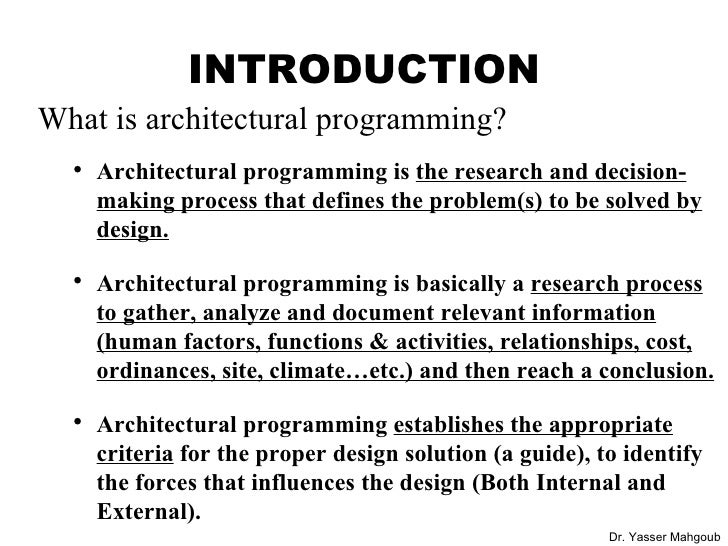 Architectural Professional Practice - Programming