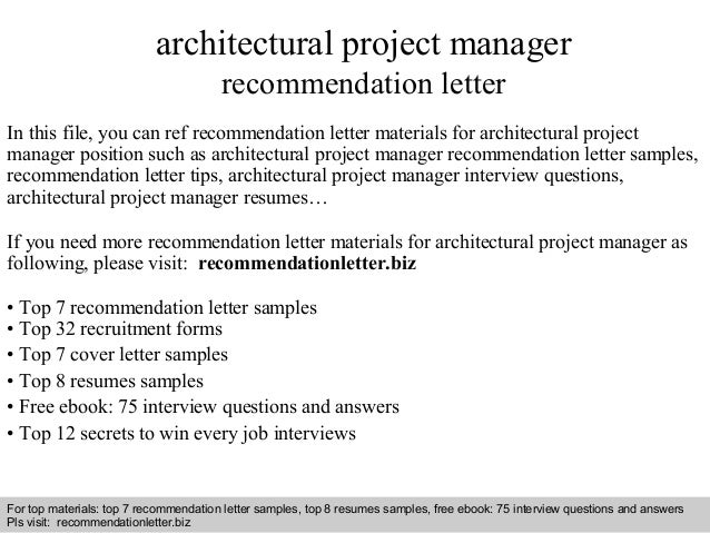 architectural project manager recommendation letter architectural project manager resumes
