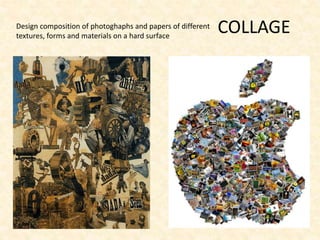 COLLAGEDesign composition of photoghaphs and papers of different
textures, forms and materials on a hard surface
 