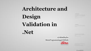 Architectural validation in .NET XPdays'2013 conference