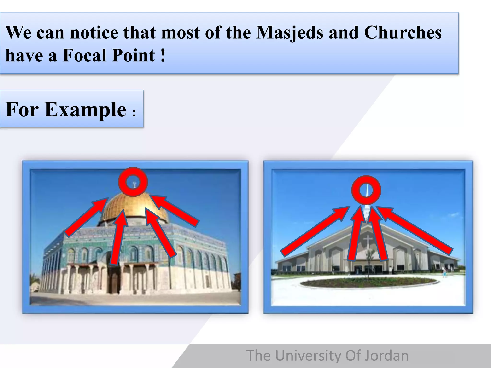 Copyright © Wondershare SoftwareThe University Of Jordan
We can notice that most of the Masjeds and Churches
have a Focal Point !
For Example :
 