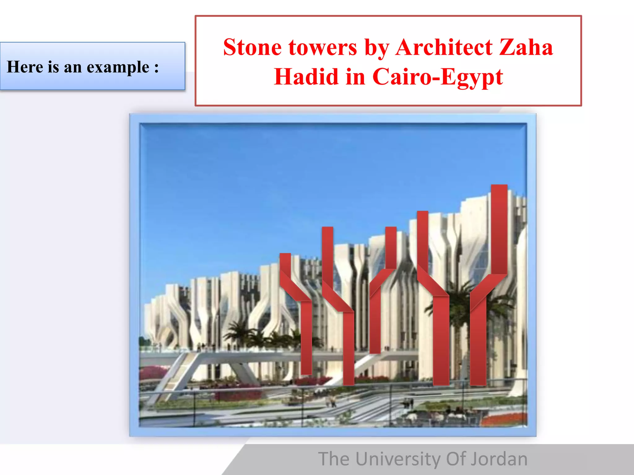 Copyright © Wondershare Software
Here is an example :
Stone towers by Architect Zaha
Hadid in Cairo-Egypt
The University Of Jordan
 