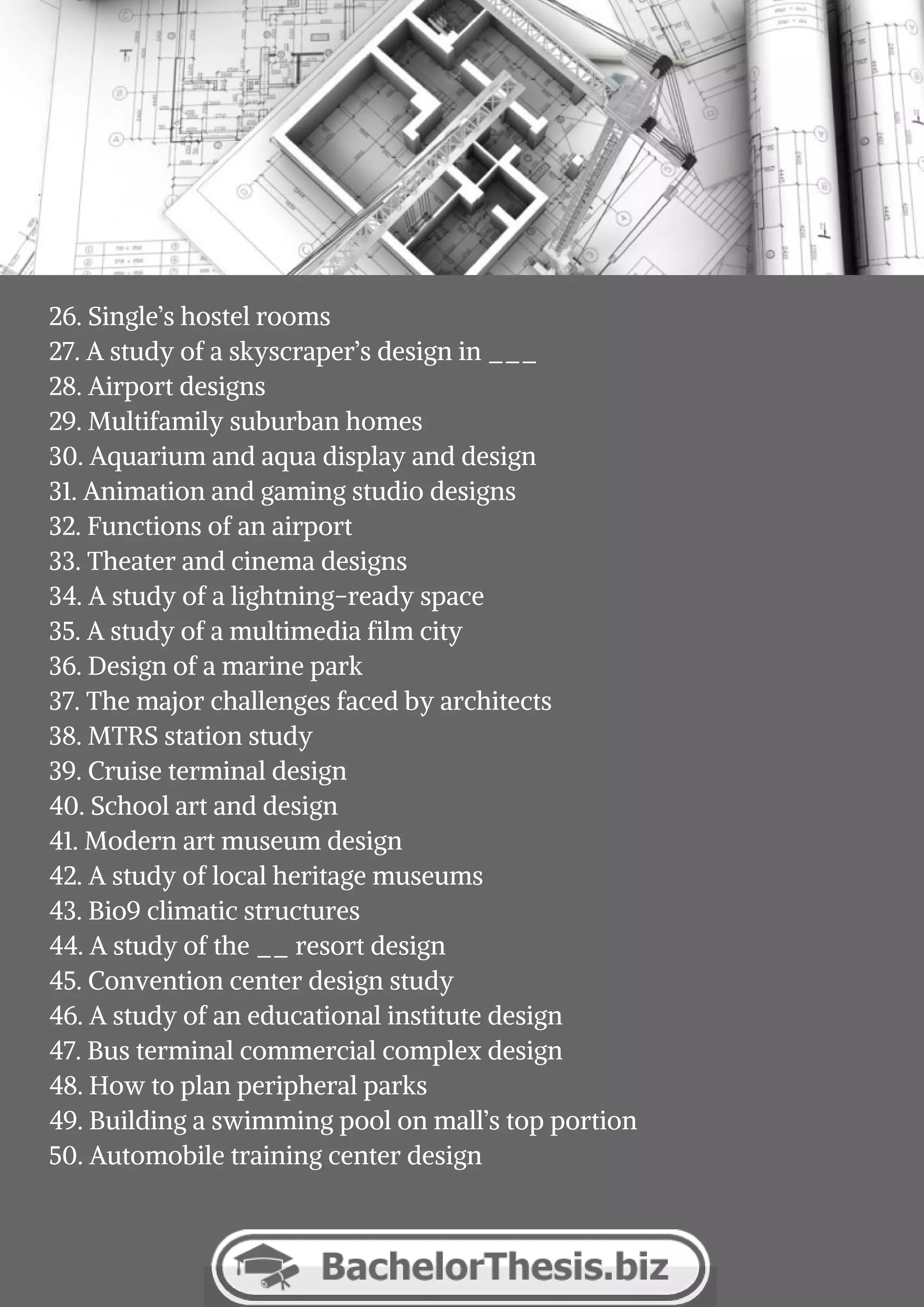 Architecture Thesis Topics List | PDF