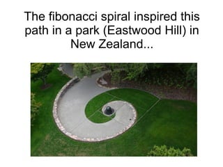 The fibonacci spiral inspired this
path in a park (Eastwood Hill) in
New Zealand...
 