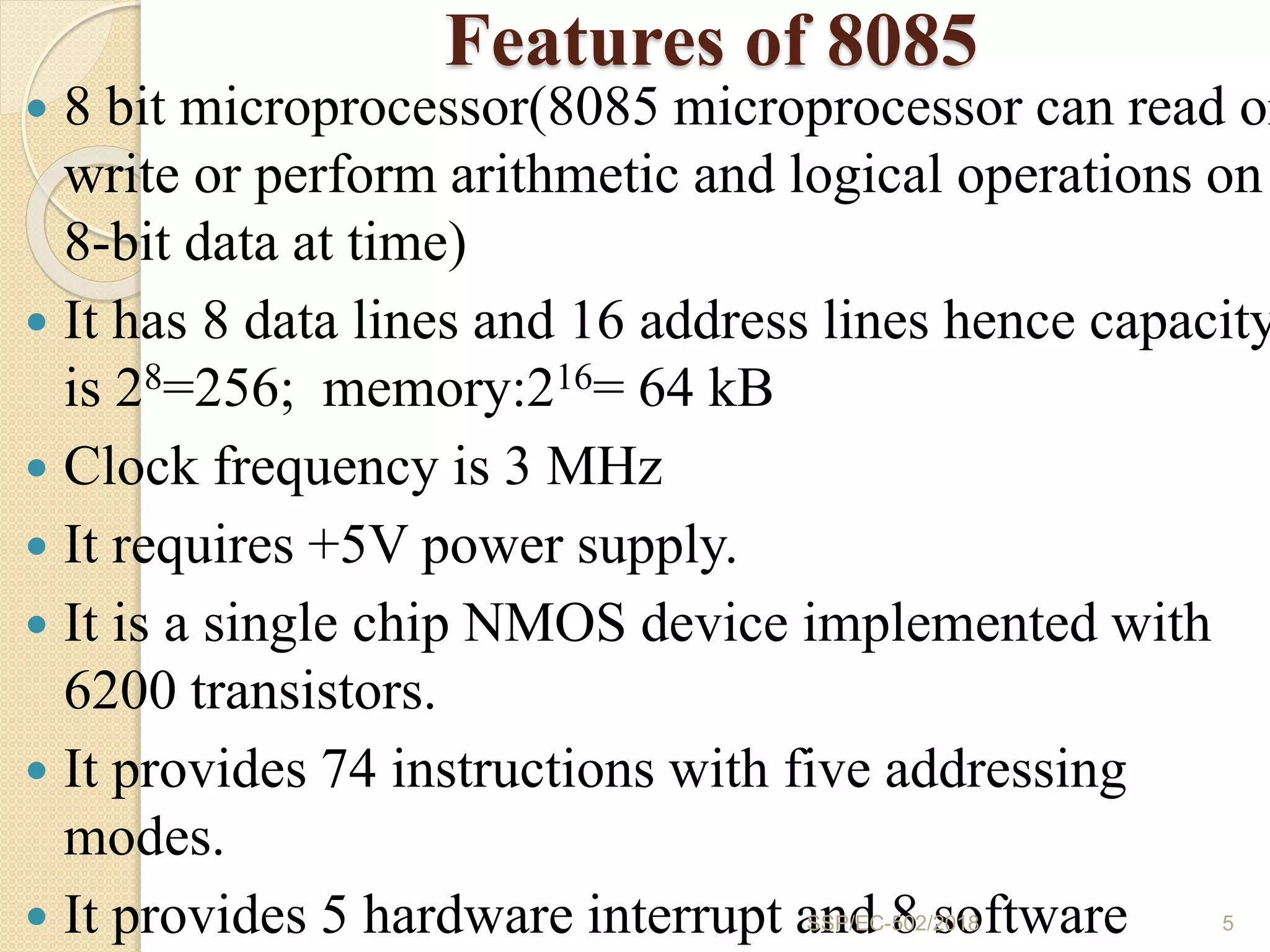 Architecture and pin diagram of 8085 | PPTX
