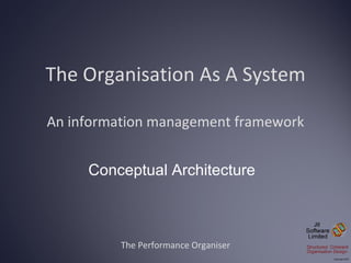 The Organisation As A System An information management framework The Performance Organiser Conceptual Architecture 