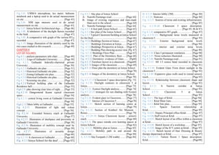 c
Fig.3.05. UMM-6 microphone, lux meter, balloons
notebook and a laptop used to do actual measurement
on site. …………………………………...…. [Page 43]
Fig.3.06. 30M tape measure used to do actual
measurement on site. ………………………. [Page 43]
Fig 3.07. Isinya School Architectural drgs….. [Page 46]
Fig.3.08. A tabulation of the daylight factors recorded
in the field. ……..………………………..…. [Page 47]
Fig.3.09. A comparative info graph of the various RT60
recorded. ………….……………………....... [Page 47]
Fig 3.10. Image illustration of the identity used by the
two cases studied in this research. ……….…. [Page 49]
CHAPTER 4
LIST OF FIGURES
Fig 4.1.1.analysis parameters info chart.……. [Page 49]
Fig 4.2.1. Logo of Gallaudet University…..… [Page 50]
Fig 4.2.2. Gallaudet federally-chartered private
University………………………………...… [Page 50]
Fig 4.2.3. Gallaudet site plan……………..…. [Page 51]
Fig 4.2.4 Historical Gallaudet site plan…..…. [Page 52]
Fig 4.2.5 Zoning Gallaudet site plan……...…. [Page 52]
Fig 4.2.6 Historical Gallaudet site plan…..…. [Page 52]
Fig 4.2.7 Screening site plan……………..…. [Page 52]
Fig.4.2.8.Vertical building plan of the Gallaudet
Residence hall………………………………. [Page 53]
Fig4.2.9. plan showing clear lines of sight.…. [Page 53]
Fig.4.2.10 Dangermond Keane typical classroom
space……………………………………..…. [Page 54]
Fig.4.2.11 central living room at Gallaudet University
…………………………………………...…. [Page 54]
Fig4.2.12 Main lobby at Gallaudet……...…. [Page 55]
Fig 4.2.13: Illustration of light and colour
concept…………………………………..…. [Page 56]
Fig 4.2.14: Extended Sensory reach at Gallaudet
University. ……………………………….…. [Page 57]
Fig 4.2.15: Illustration of deafspace and proximity at
Gallaudet University………………………... [Page 58]
Fig 4.2.16: Illustration of mobility concept used by
Gallaudet University……………………..…. [Page 59]
Fig 4.2.17: Illustration of acoustic design
consideration……………………………..…. [Page 60]
Fig 4.2.18: A classroom at Gallaudet ………. [Page 60]
Fig. 4.3.1 Isinya School for the deaf ….. [Page 63]
Fig 4.3.2. Site plan of Isinya School
A- Nairobi-Namanga road………….…. [Page 64]
B- Image of existing vegetation and man-made
Dam next to the school.………….…. [Page 64]
C- Nairobi-Namanga road.………....…. [Page 64]
Fig.4.3.3 A foot path Isinya School…......... [Page 65]
Fig.4.3.4 Site plan of the Isinya School…... [Page 65]
Fig.4.3.5 Typical Classroom building at Isinya School
for the Deaf.………….............................…. [Page 66]
Fig: 4.3.6 Buildings Section at Isinya…...… [Page 67]
Fig: 4.3.7 Buildings Elevation at Isinya...… [Page 67]
Fig: 4.3.8 Buildings Perspective at Isinya… [Page 67]
Fig: 4.3.9 Building Plan showing access view [Pg. 67]
Fig: 4.3.10 Buildings Floor Plan………..… [Page 67]
Fig: 4.3.11. Plan of the Dormitory floor….. [Page 68]
Fig: 4.3.12 Dormitory- evidence of Glare…… [Pg68]
Fig.4.3.13 Furniture layout in a classroom... [Page69]
Fig.4.3.14 Images of the classroom ….....… [Page 69]
Fig.4.3.15 Floor plan the dormitory at Isinya School.
………………………….…..…………...… [Page 70]
Fig.4.3.16 Images of the dormitory at Isinya School.
……………..…………………………...… [Page 70]
Fig 4.3.17-19.Classroom 5 space description [Pg. 73]
Fig 4.3.20. Daylight contours in classroom 5 at
Isinya…………………………………...… [Page 73]
Fig 4.3.21. Ecotect Daylight analysis.… … [Page 74]
Fig 4.3.22-25 strategies for sun shading with Ecotect
analysis…………………………………… [Page 76]
Fig 4.3.26. Evident glare in Classroom....… [Page 77]
Fig 4.3.27. Interior of Classroom 5………… [Page78]
Fig 4.3.31. Sketch section of learning centre at
Isinya…………………………………....… [Page 79]
Fig 4.3.32. Section of Kimbrel Art Museum –
Renzo…………………………………...… [Page 79]
Fig. 4.3.29-30. Isinya Classroom layout - sensory
reach. ……………………………….…..… [Page 80]
Fig.4.3.31 The space outside core learning spaces at
Isinya School. ……………………….….… [Page 82]
Fig. 4.3.32 .Mobility plan at Isinya………. [Page 83]
Fig. 4.3.33 Mobility path in and around the
classroom……………………………….… [Page 84]
A- 4.3.34 Site Footpath (1.2M width) …… [Page 84]
B- 4.3.35 Interior lobby (2M) ……..…………. [Page 84]
C- 4.3.36. Staircase ……….……….……….… [Page 84]
Fig. 4.3.37. Sources of noise and existing infrastructures.
…………………………………………..….… [Page 85]
Fig. 4.3.38-40. Classroom 5 space description.
…………….....………………...…… [Page 85, 86 & 87]
Fig 4.3.41 comparative RT graph…………..… [Page 87]
Fig 4.3.52-53: Background noise levels measured in
classroom 5. ……………………………..…… [Page 93]
Fig 4.3.42: Exterior background noise levels
…………………………………………..….… [Page 94]
Fig 4.3.43: interior and exterior noise levels
…………………………………………..….… [Page 90]
Fig 4.3.44. Class 5 permanent ventilation. ….… [Page 90]
Fig 4.3.45. Noise reduction illustrated…..….… [Page 90]
Fig 4.3.46. Nairobi-Namanga road………….… [Page 91]
Fig 4.3.47. SII 1/3 octave band recorded in classroom
5…………………………………………….… [Page 91]
Fig 4.3.48. Evident Glare From direct sunlight in the
classroom 5……………………...………….… [Page 92]
Fig 4.3.49. Expansive glass walls used to extend sensory
reach……………………………………..….… [Page 92]
Fig 4.3.50. Relationship between classroom shape and
layout……………………………………….… [Page 92]
Fig 4.3.51. A Narrow corridor at Isinya
School……………………...……………….… [Page 93]
Fig 4.3.52. Classroom 5 at Isinya
School……………………...……………….… [Page 93]
Fig: 4.4.1. The logo of Kttid……………….… [Page 94]
Fig: 4.4.2. Kttid Main Gate……………..….… [Page 94]
Fig: 4.4.3. Kttid Site plan…………………..… [Page 95]
Fig 4.4.4. Spaces Function relationship at
Kttid………………………………….……..… [Page 95]
Fig. 4.4.05. Deputy Principal office-Kttid……. [Page 97]
Fig. 4.4.06.Staff room at Kttid. .……………… [Page 97]
Fig. 4.4.07. Sketch layout of an office within a classroom
at Kttid………………………………..……..... [Page 97]
Fig. 4.4.08. Sketch layout of a workshop….… [Page 97]
Fig. 4.4.09. Image of the ICT centre at Kttid… [Page 97]
Fig. 4.4.10. Sketch layout of Hair Dressing & Beauty
therapy department at Kttid. .…………..…...… [Page 97]
Fig 4.4.11-13. Tuition Room 1 Space description-
Kttid.……………………...…………...…….… [Page98]
 