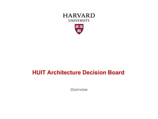 HUIT Architecture Decision Board
Overview
 