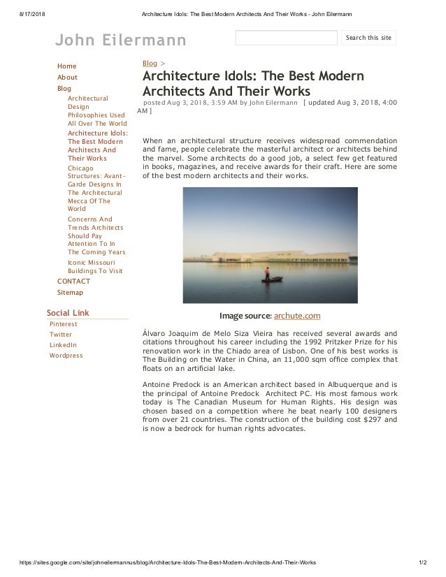 Architecture Idols The Best Modern Architects And Their Works