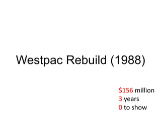 Westpac Rebuild (1988)$156 million3 years0 to show