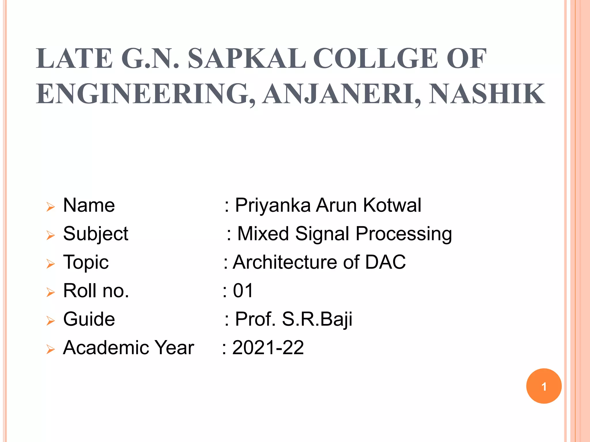 Architecture of DACs Explained PPT
