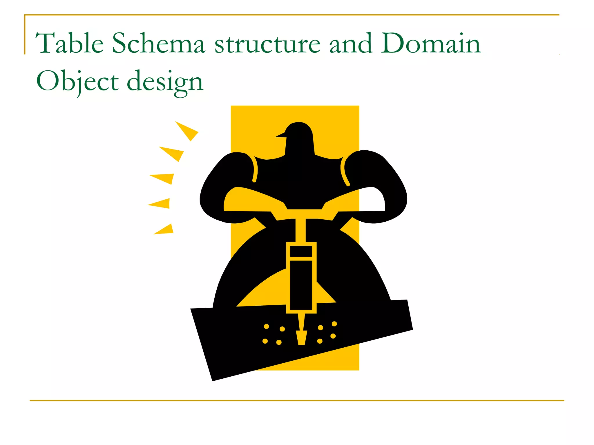 Table Schema structure and Domain
Object design

 