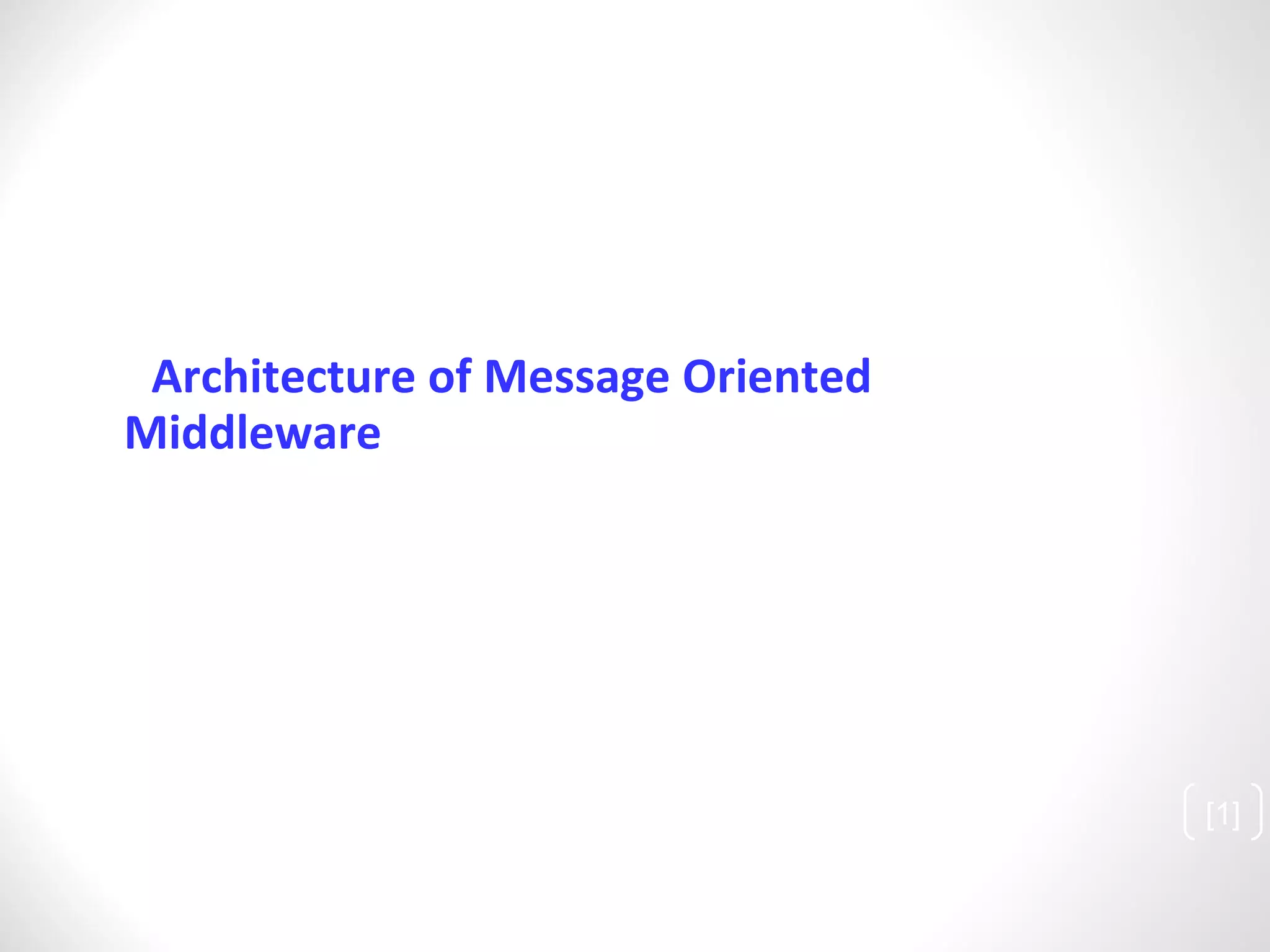 Architecture of Message Oriented Middleware [ ] 