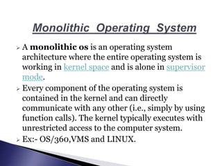 Architecture of operating system