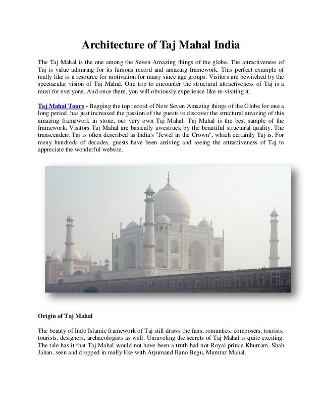 Architecture of taj mahal india