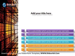 Download Architecture PowerPoint Template; WWW.Slideorbit.Com