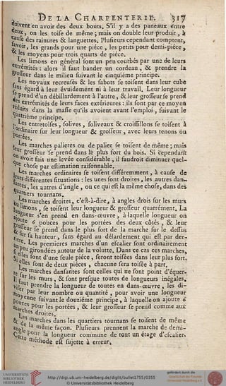, De tla C h are enter ie-. '^r7
Boivent en avoir des deux bouts. S'il y a des paneaux entre
"?ux j on les toise de même ; mais on double leur produit , à
*ause des rainures & languettes, Plusîeurs cependant comptent-t
3v°ir, les grands pour une pièce , les petits pour demi-pièce ,
Ve les moyens pour trois quarts de pièce.
Les limons en général sont un peu courbés par une de leurs
^remîtes : alors il faut bander un cordeau , & prendre la
ësoueur da^ le milieu suivant le cinquième principe.
, Les noyaux recreusés 6k les sabots se toisent dans leur cube
ns égard à leur évuidement ni à leur travail. Leur longueur
, Prend d'un débillardement à l'autre, &. leur grosseur se prend
Js extrémités de leurs faces extérieures : ils sont par ce moyen
Q. Uits dans la malle qu'ils avoient avant l'emploi, suivant le
quatrième principe.
j, Les entretoises , solives , soliveaux & croissillons se toisent à
■ rQJnaire sur leur longueur & grosseur, avec leurs tenons ou
rOrteçs
i Les marches palieres ou de palier se toisent de même ; mais
0Ur grosseur se prend dans le plus fort du bois. Si cependant
avoit fait une levée considérable , il faudroit diminuer quel-
" Ê ehose par eslimation raisonnable.
Les marches ordinaires se toisent différemment, à cause de
t "ts différentes suuations : les unes sont droites , les autres dan
qantes,les autres d' '
" ?rtiers tournans
s » les autres d'angle , ou ce qui e'sl la même choie, dans des
^ Lpsmarches droites, c'éd-à-dire, à angles dr'ois sur les murs
W 0ns » k t0'l~ent ■'eur longueur & grosseur quarrément. La
a: Sieur s'en prend en dans-œuvre, à laquelle longueur on
Stoir6 6' Pouces Pour ^es portées des deux côtés , & leur
^ 'eur se prend dans le plus fort de la marche sur le dessus
fie Ur hauteur, sans égard au délardement qui est par der-
•>Ji 6" premières marches d'un escalier sont ordinairement
s, v.eugirondées,autour de la volutte. Dans ce cas ces marches,
<j; ^s sont d'une seule pièce , seront tôisées dans leur plus fort.
» "es sont de deux pièces , chacune sera toisée à part,
fe seS marcries dansantes sont celles qui ne sont point d'équer-
] jUr les murs , & sont presque toutes de longueurs inégales*
Vis. ut Prendre la longueur de toutes en dans-œuvre , les di-
ftw Par leur nombre ou quantité , pour avoir une longueur
Po» e 'u'vantle douzième principe, à laquelle on ajoute £
stiarJss P°ur les portées , & leur grosseur se prend comme aux:
^ hes droites.
8t j .tTlarches dans les quartiers tournans se toisent de même
ïnçle m^me façon. Plusîeurs prennent la marche de demi-
Cetj Pot,lr la longueur commune de tQiit un étage d'escalier.
' Méthode est sujette à erreur,
 