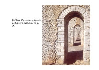 Enfilade d’arcs sous le temple
de Jupiter à Terracina, 80 av
JC
 