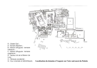 Localisation du domaine d’Auguste sur l’aire sud-ouest du Palatin
 
