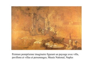 Peinture pompéienne imaginaire figurant un paysage avec villa,
pavillons et villas et personnages, Musée National, Naples
 