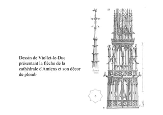 Dessin de Viollet-le-Duc
présentant la flèche de la
cathédrale d'Amiens et son décor
de plomb
 