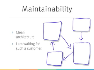 Maintainability
> Clean
architecture!
> I am waiting for
such a customer.
 