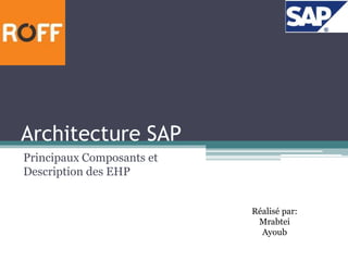 Architecture SAP 
Principaux Composants et 
Description des EHP 
Réalisé par: 
Mrabtei 
Ayoub 
 