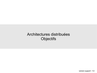 Architectures distribuées
        Objectifs




                            version support : 1.0
 