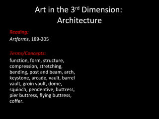Art in the 3 rd  Dimension:  Architecture ,[object Object],[object Object],[object Object],[object Object]