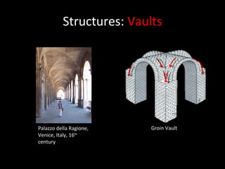 Structures:  Vaults Groin Vault Palazzo della Ragione, Venice, Italy, 16 th  century 
