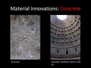 Material Innovations:  Concrete Concrete Example: Pantheon, Rome, 126 CE  