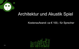 Architektur und Akustik Spiel  Kostenaufwand: ca € 100,- für Sprecher 