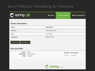 Sprint PetClinic: Verwaltung für Tierpraxis
 