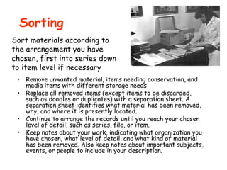 Sorting Separation Archival Management: Principles and Techniques | PPT