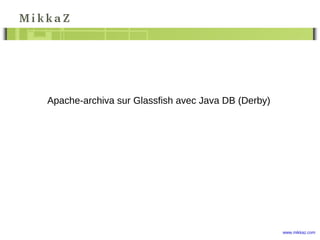 Apache-archiva sur Glassfish avec Java DB (Derby)




                                                    www.mikkaz.com
 