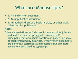 Archives & Manuscripts | PPT